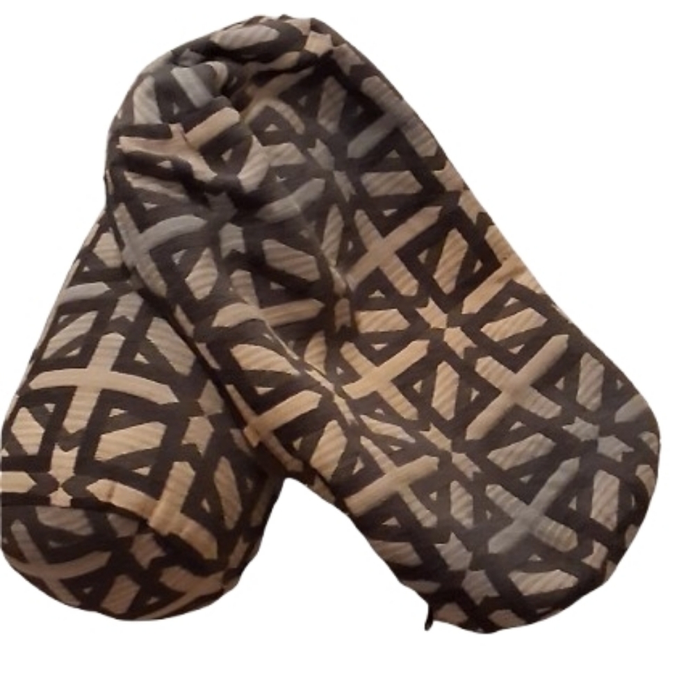 New 9" X 20" Bolster Pillow Covers Geometric Patterned Set Of 2, Navy & Tan